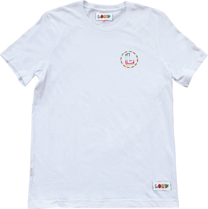 White Circle L Short Sleeve Tee